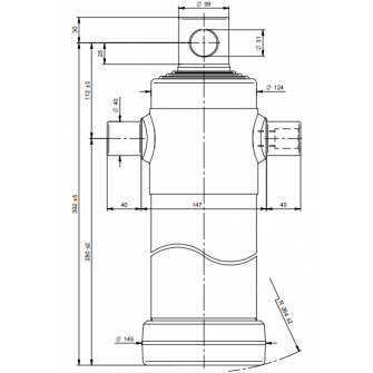Teleskopski cilinder 4 stopnje 10 ton 1050 mm z luknjo 3044F